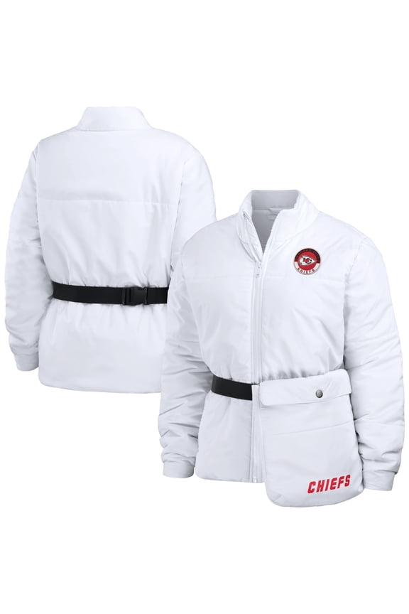 Women's WEAR by Erin Andrews White Kansas City Chiefs Packaway Full-Zip Puffer Jacket
