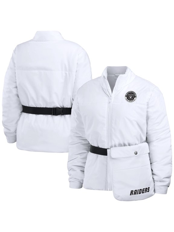 Women's WEAR by Erin Andrews White Las Vegas Raiders Packaway Full-Zip Puffer Jacket