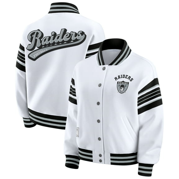 Women's WEAR by Erin Andrews White Las Vegas Raiders Plus Size Full-Snap Fleece Sweatshirt Jacket