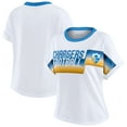thumbnail image 1 of Women's WEAR by Erin Andrews White Los Angeles Chargers Cropped Center Stripe Dolman T-Shirt, 1 of 6