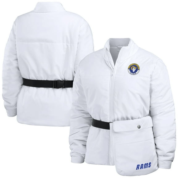 Women's WEAR by Erin Andrews White Los Angeles Rams Packaway Full-Zip Puffer Jacket