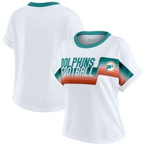 Women's WEAR by Erin Andrews White Miami Dolphins Cropped Center Stripe Dolman T-Shirt