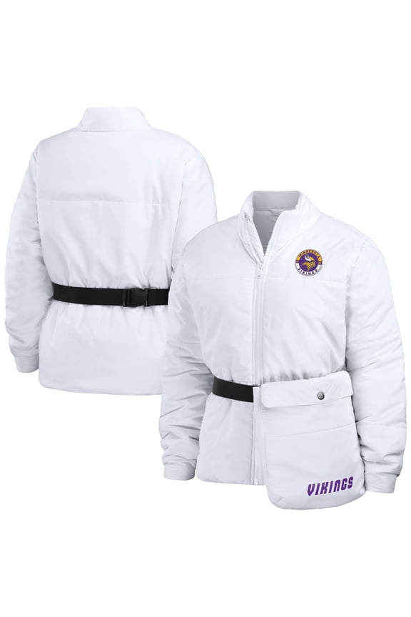 Women's WEAR by Erin Andrews  White Minnesota Vikings Packaway Full-Zip Puffer Jacket
