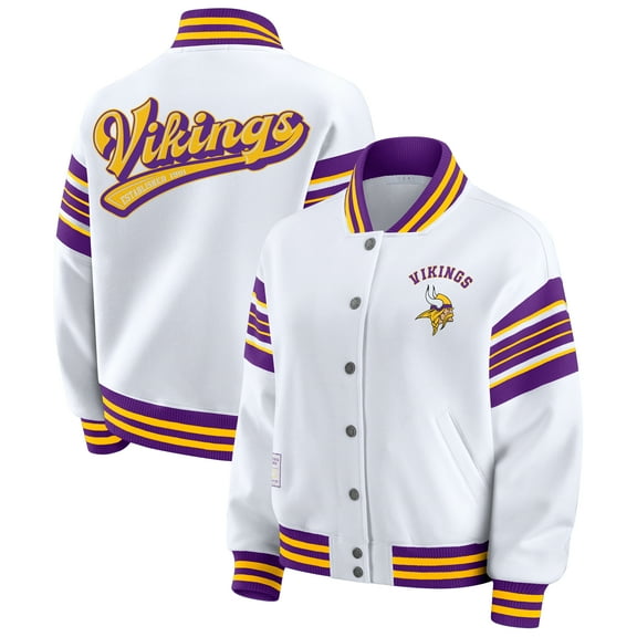 Women's WEAR by Erin Andrews White Minnesota Vikings Plus Size Full-Snap Fleece Sweatshirt Jacket