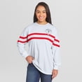 thumbnail image 1 of Women's WEAR by Erin Andrews  White Philadelphia Phillies Oversized Long Sleeve Striped T-Shirt, 1 of 4
