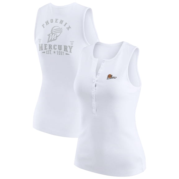 Women's WEAR by Erin Andrews White Phoenix Mercury Rib-Knit Henley Tank Top