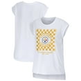 thumbnail image 1 of Women's WEAR by Erin Andrews White Pittsburgh Steelers Checker Muscle Tank Top, 1 of 3