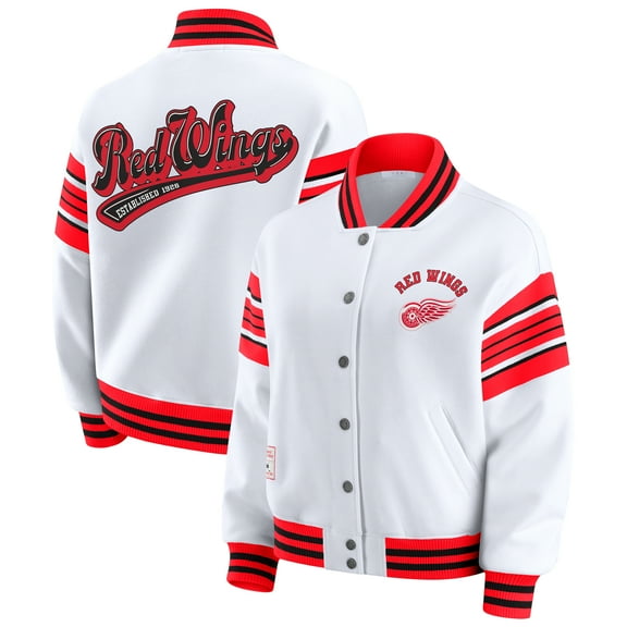 Women's WEAR by Erin Andrews White/Red Detroit Red Wings Full-Snap Fleece Sweatshirt Jacket