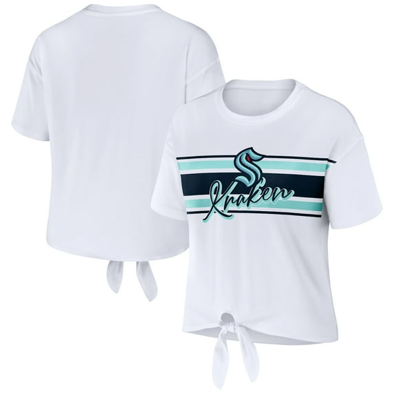 Women's WEAR by Erin Andrews White Seattle Kraken Front Knot T-Shirt