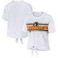 thumbnail image 1 of Women's WEAR by Erin Andrews White Tennessee Volunteers Striped Front Knot Cropped T-Shirt, 1 of 3