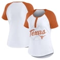 thumbnail image 1 of Women's WEAR by Erin Andrews White Texas Longhorns Baseball Logo Raglan Henley T-Shirt, 1 of 5