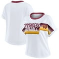 thumbnail image 1 of Women's WEAR by Erin Andrews White Washington Commanders Cropped Center Stripe Dolman T-Shirt, 1 of 6