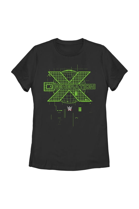 Women's WWE DX Generation Green Logo Graphic Tee Black Small