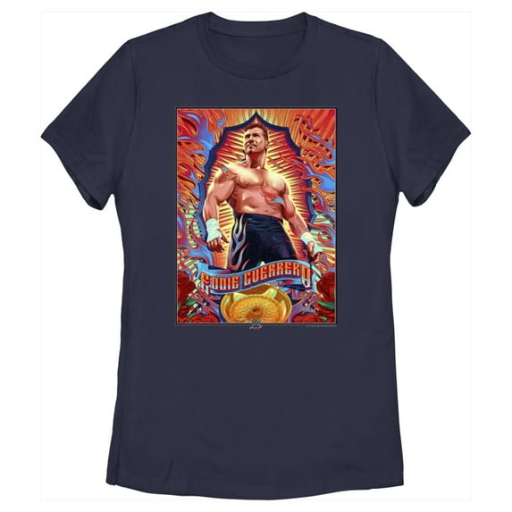 Women's WWE Eddie Guerrero Poster Graphic Tee Navy Blue 2X Large