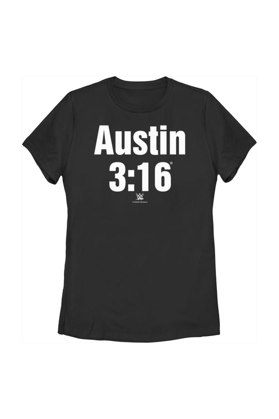 Women's WWE Stone Cold Steve Austin 3:16 White Logo Graphic Tee Black Small