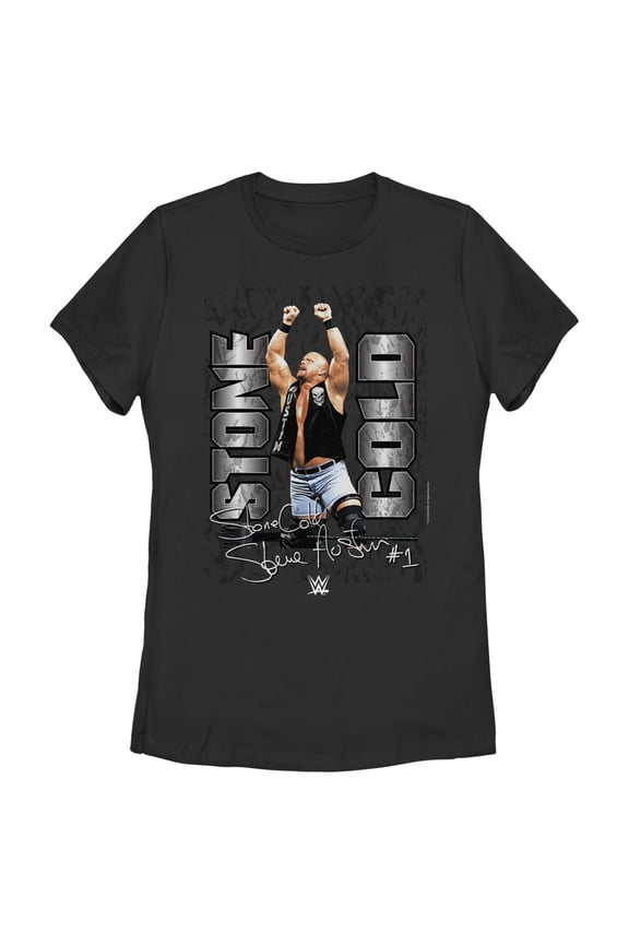 Women's WWE Stone Cold Steve Austin Signature Photo Graphic Tee Black 2X Large