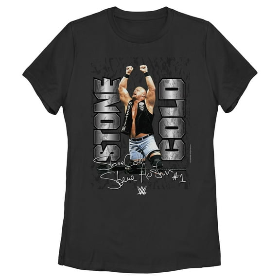 Women's WWE Stone Cold Steve Austin Signature Photo Graphic Tee Black Large