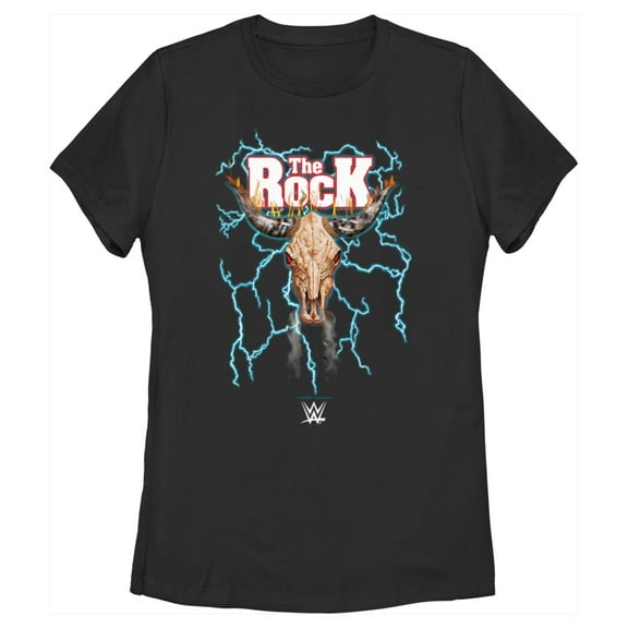 Women's WWE The Rock Electric Bull Logo  Graphic Tee Black Large