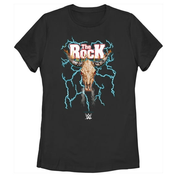 Women's WWE The Rock Electric Bull Logo Graphic Tee Black X Large