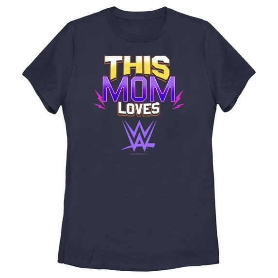 Women's WWE This Mom Loves WWE Graphic Tee Navy Blue Medium