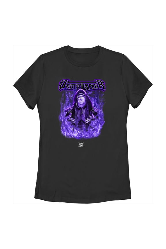 Women's WWE Undertaker Purple Flames Graphic Tee Black 2X Large