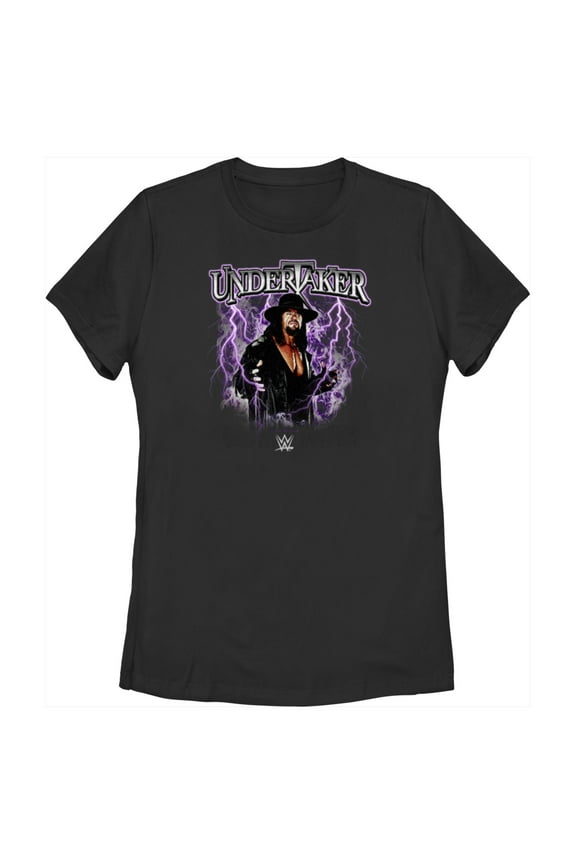 Women's WWE Undertaker Purple Lightning Logo Graphic Tee Black 2X Large
