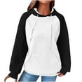 thumbnail image 1 of Women's Waffle Hoodies Fashion Color Block Sweatshirts Drawstring Raglan Hooded Sweaters Fall Winter Long Sleeve Hoody Jacket Outwears Tops with Pocket, 1 of 5