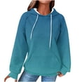 thumbnail image 1 of Women's Waffle Hoodies Fashion Gradient Color Sweatshirts Drawstring Raglan Hooded Sweaters Fall Winter Long Sleeve Hoody Jacket Outwears Tops with Pocket, 1 of 5