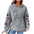 thumbnail image 1 of Women's Waffle Hoodies Sweatshirt Valentines Cute Heart Cat Paw Graphic Pullover Long Sleeve Hooded, 1 of 4
