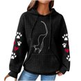 thumbnail image 1 of Women's Waffle Hoodies Sweatshirt Valentines Cute Heart Cat Paw Graphic Pullover Long Sleeve Hooded, 1 of 4