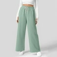 thumbnail image 1 of Women's Waffle Knit Casual Pants Relaxed Fit Elastic Waist Drawstring Daily Wear, Light Green, M, 1 of 4