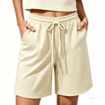 thumbnail image 1 of Women's Waffle Knit Casual Shorts Drawstring Elastic Waist with Side Pockets Soft Textured Shorts for Summer Loungewear Beige 12(XXL), 1 of 6