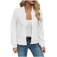 thumbnail image 1 of Women's Waffle Knit Full Zip Jacket 2025, Textured Lightweight Long Sleeve Casual Outerwear with Soft Comfort Fabric for Spring Autumn Winter Season, Daily Wear and Street Fashion White S, 1 of 6
