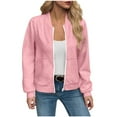 thumbnail image 1 of Women's Waffle Knit Full Zip Jacket 2025, Textured Lightweight Long Sleeve Casual Outerwear with Soft Comfort Fabric for Spring Autumn Winter Season, Daily Wear and Street Fashion Pink XL, 1 of 7