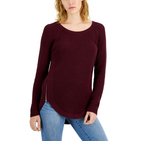 Women's Waffle-Knit Side-Zip Tunic Sweater Port L