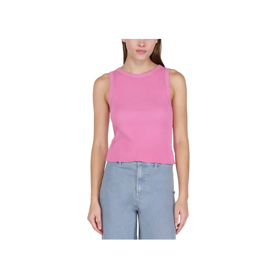 Women's Waffle-Knit Sleeveless Tank Top Hot Pink L