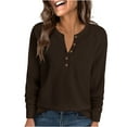 thumbnail image 1 of Women's Waffle Knit Sweatshirts Casual Loose Long Sleeve Button Down Pullover Shirts Fall Lightweight Cozy Comfy Sweaters, 1 of 5