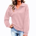 thumbnail image 1 of Women’s Waffle Lapel Button Sweatshirt Oversized Long Sleeve Pullover Sweatshirt Fall Loose Fits Casual Layered Tops, 1 of 5