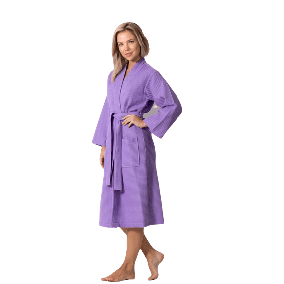 Women's Waffle Long Premium CottonBlend Bathrobe