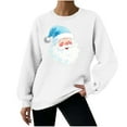 thumbnail image 1 of Women's Waffle Pullover Sweatshirt Santa Claus Graphic Tops Merry Christmas Shirts Xmas Novelty Tees Happy Festival Outfits Christmas Hat Clothing Comfy Pullovers, 1 of 7
