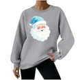 thumbnail image 1 of Women's Waffle Pullover Sweatshirt Santa Claus Graphic Tops Merry Christmas Shirts Xmas Novelty Tees Happy Festival Outfits Christmas Hat Clothing Comfy Pullovers, 1 of 7