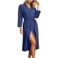 thumbnail image 1 of Women's Waffle Robes Lightweight Long Sleeve Open Front Bathrobe with Belted and Pockets, 1 of 8