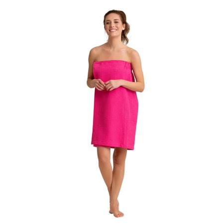 Women's Waffle Spa/Bath Wrap - Soft, Light, and Comfortable with Adjustable Closure for Swift Drying