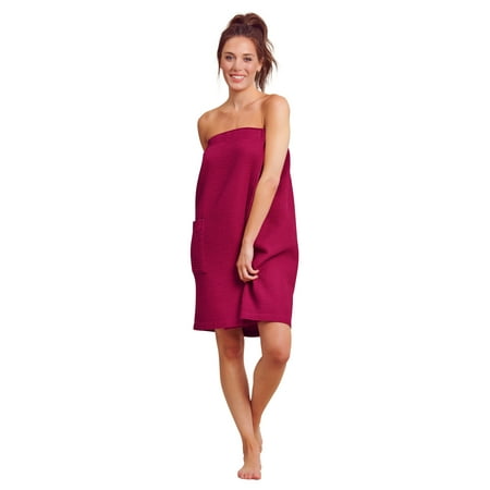 Women's Waffle Spa/Bath Wrap - Soft, Light, and Comfortable with Adjustable Closure for Swift Drying