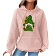 thumbnail image 1 of Women's Waffle Sweatshirts St. Patrick's Day Letter Graphic Print Drawstring Casual Loose Pullover Hoodies with Pockets(Pink,XXL), 1 of 5
