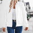 thumbnail image 1 of Women's Waffle Texture Zip Up Jacket, Long Sleeve Lightweight Cardigan, Casual Loose Fit Sweatshirt, Soft Fall Fashion Top, Breathable Open Front Coat, Comfortable Layering Piece White L, 1 of 8