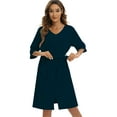 thumbnail image 1 of Women's Waffle Wrap Robe Zipper Robes Half Sleeve Zip Front Knee Length Lightweight Housecoats Couples Bathrobe Nightgown with Pockets & Belt, S-2XL, 1 of 7