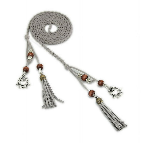 Women's Waist Belts Woven Tassels Chain Belt Skinny Rope Belt for Skirt Dress Boho Style