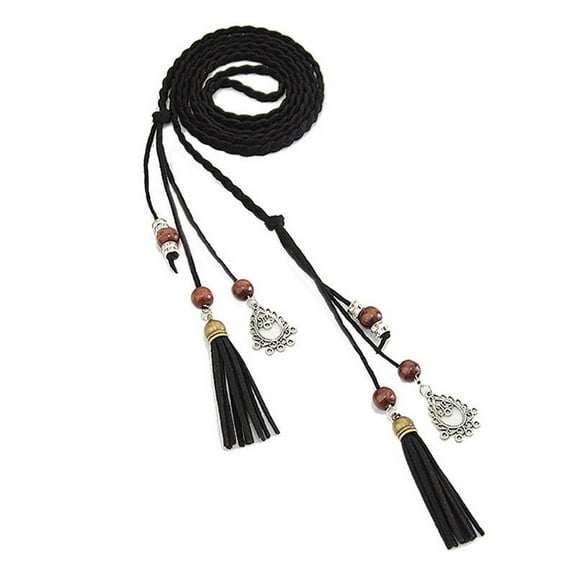 Women's Waist Belts Woven Tassels Chain Belt Skinny Rope Belt for Skirt Dress Boho Style