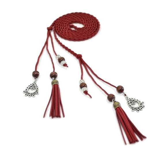Women's Waist Belts Woven Tassels Chain Belt Skinny Rope Belt for Skirt Dress Boho Style